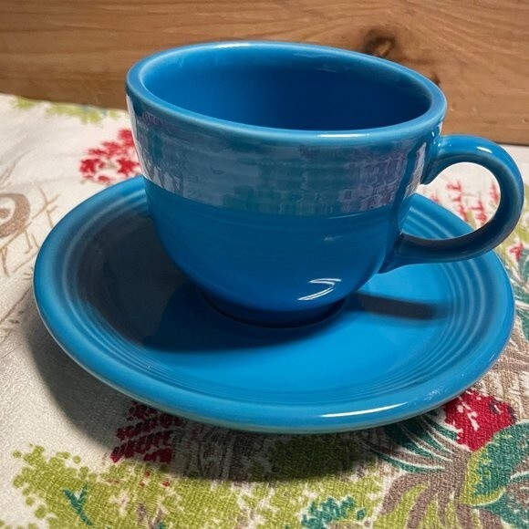 Fiestaware Retired Peacock Cup & Saucer - Picture 6 of 7